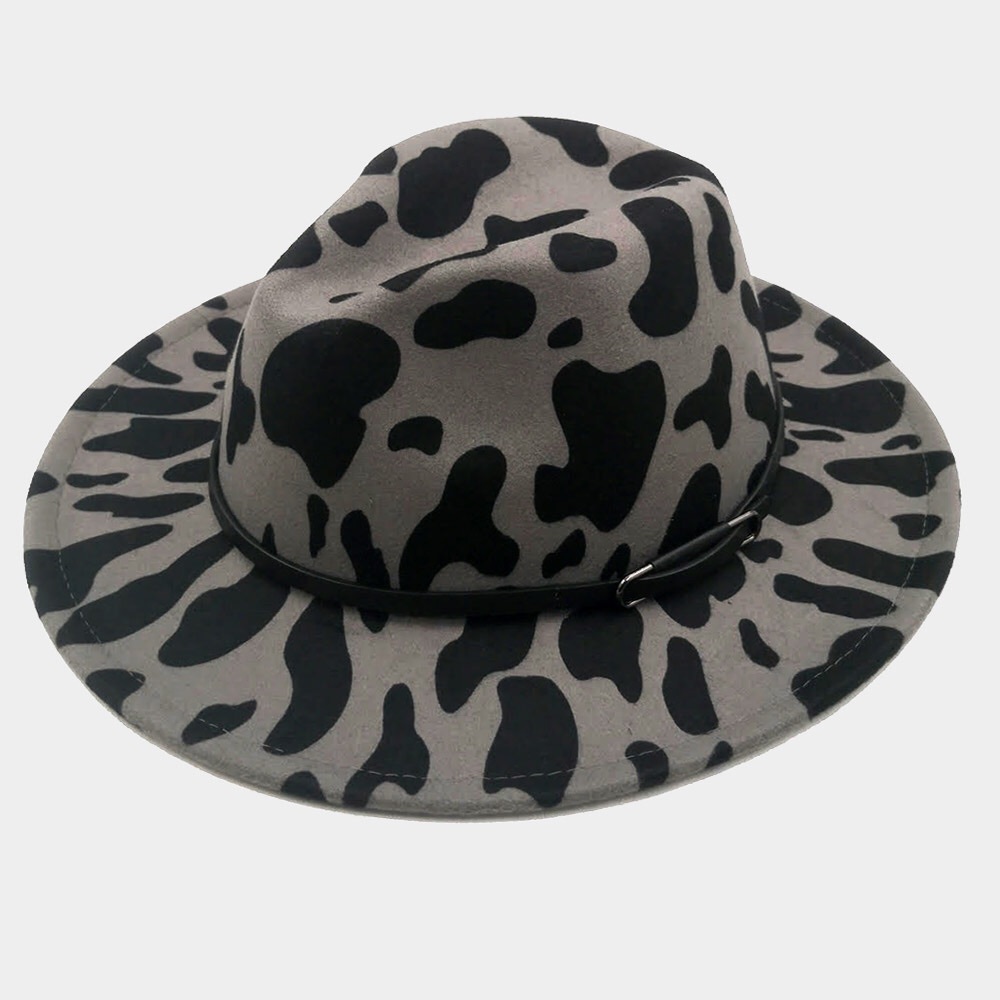 Black & Gray Animal Print Wide Brim Hat